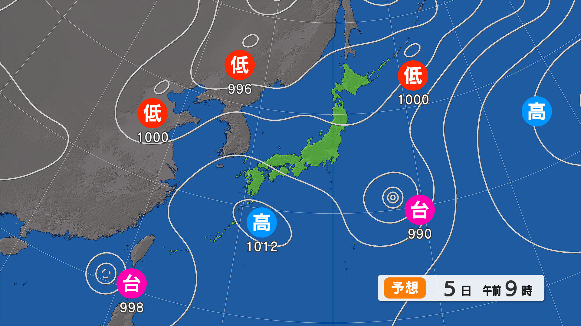 宮城県の予想天気図画像